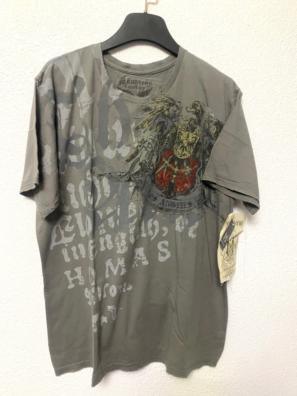 Vintage Monarchy Raw Edged Overstitched T-Shirt Sz XL